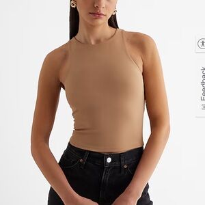 Express Pecan Body Contour High Neck Crop Tank S